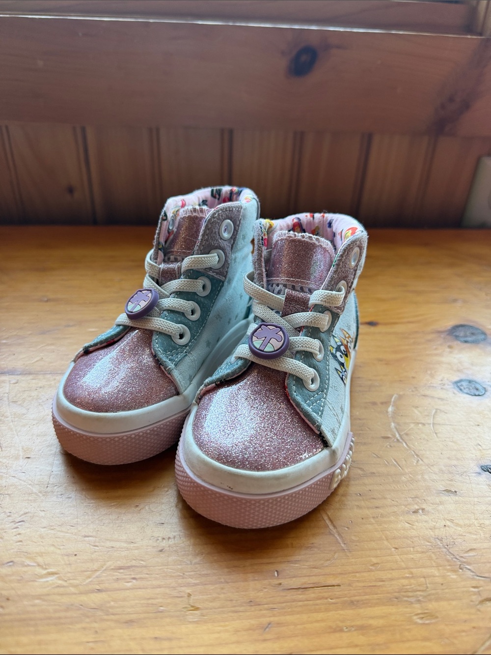 Kohl's Girls Glitter High-Top Sneakers in Pink and Light Blue